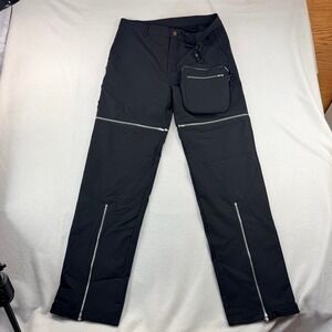 Gokyo Ri Black Men Sz L Techwear Grunge Punk Tactical Zip Mesh Lined Pants Pouch